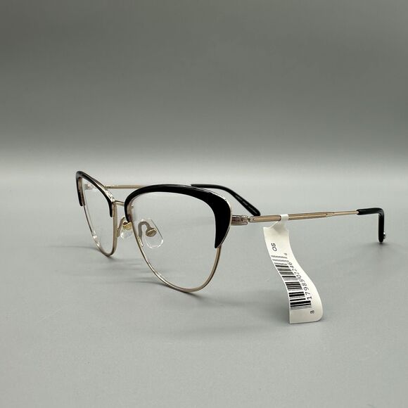 Garrett Leight Eyeglasses Cat Eye Frames Vista G-BK 53-17 Gold Black - Picture 2 of 8